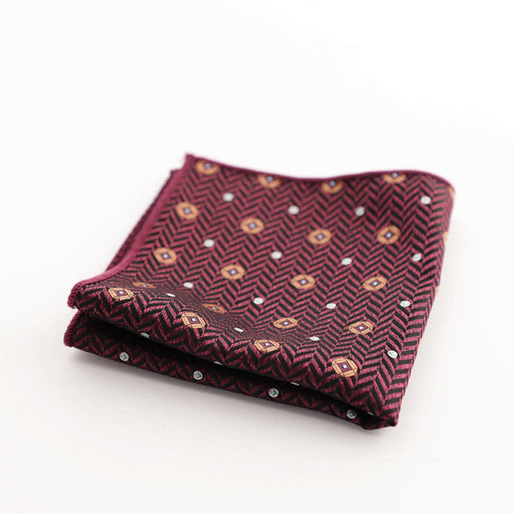Fazzoletto da taschino con motivo geometrico a righe della serie Burgundy da uomo