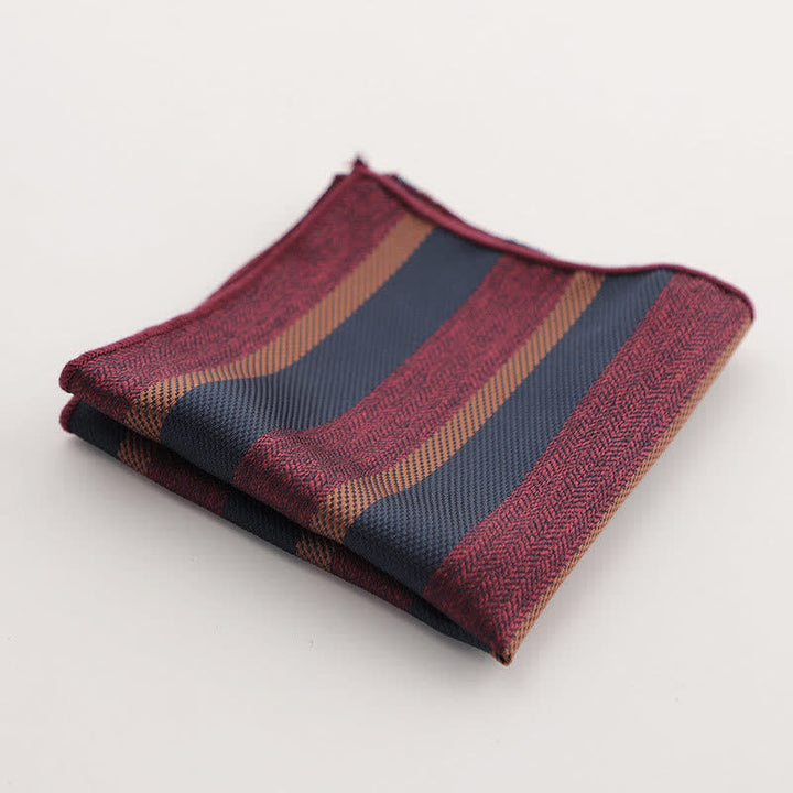 Fazzoletto da taschino con motivo geometrico a righe della serie Burgundy da uomo