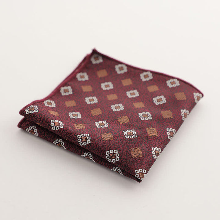 Fazzoletto da taschino con motivo geometrico a righe della serie Burgundy da uomo