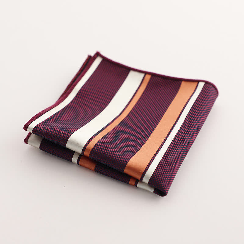 Fazzoletto da taschino con motivo geometrico a righe della serie Burgundy da uomo