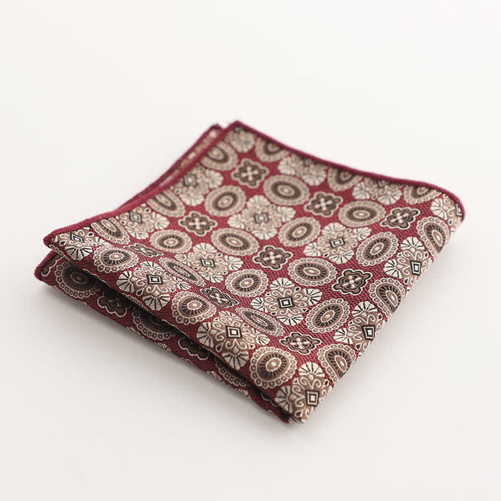 Fazzoletto da taschino con motivo geometrico a righe della serie Burgundy da uomo