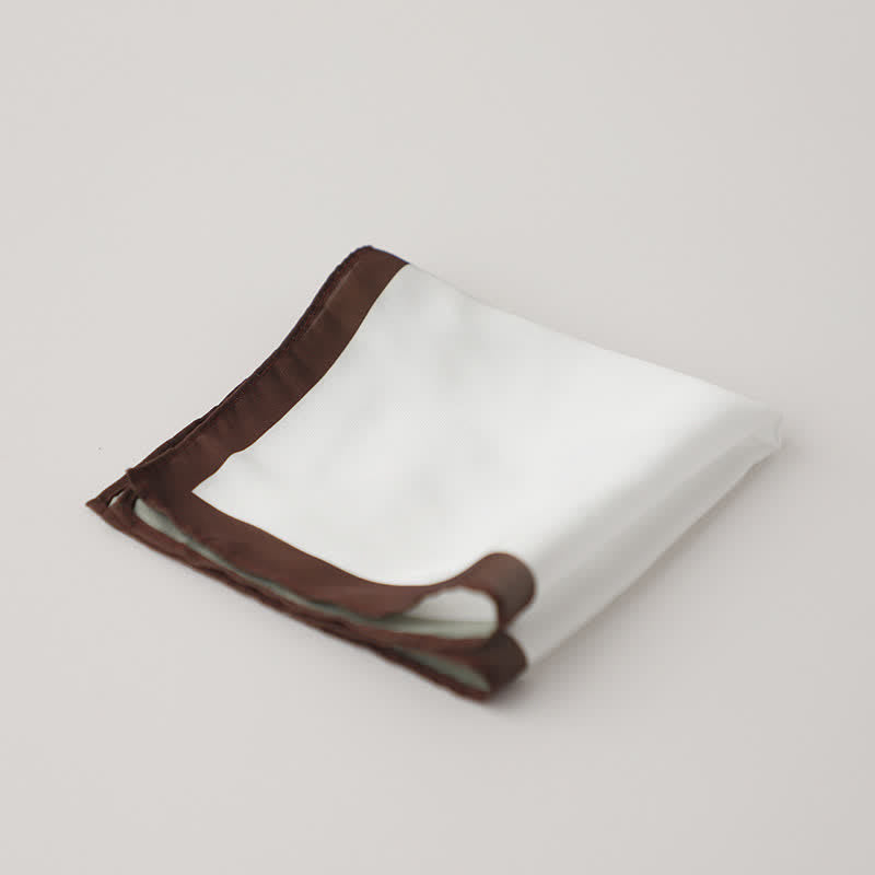 Fazzoletto da taschino da uomo con bordo bianco e colorato - Marrone - image 7