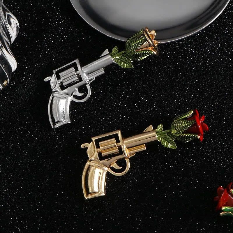 Spilla a forma di rosa con pistola vintage, accessori per camicie - image 2