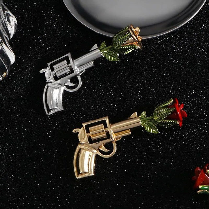 Spilla a forma di rosa con pistola vintage, accessori per camicie - image 2