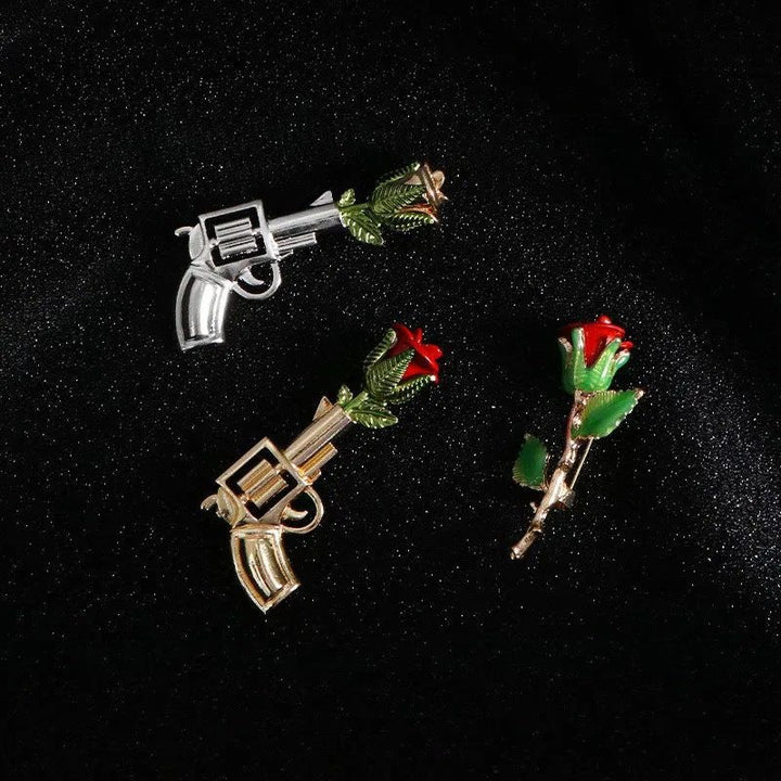 Spilla a forma di rosa con pistola vintage, accessori per camicie - image 4