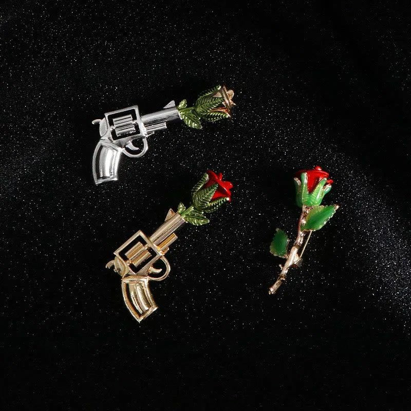 Versa a forma di rosa con pistola vintage, accessori per camicie