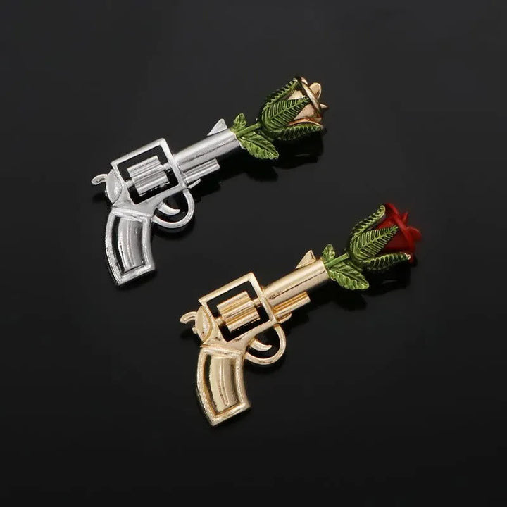 Versa a forma di rosa con pistola vintage, accessori per camicie