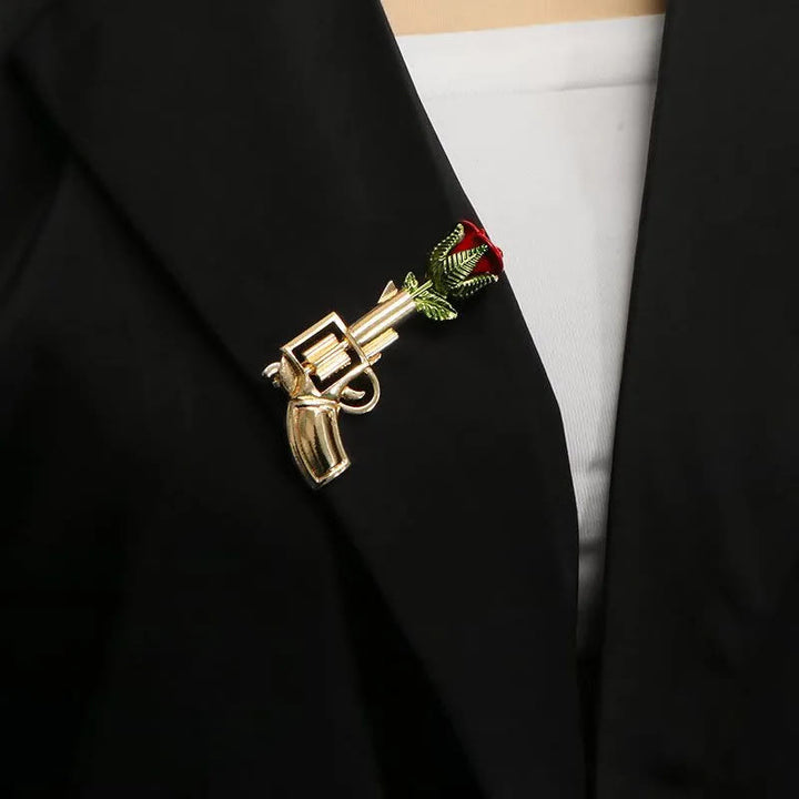 Versa a forma di rosa con pistola vintage, accessori per camicie