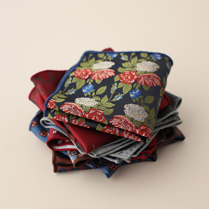 Fazzoletto da taschino jacquard con motivi floreali di lusso da uomo - image 3