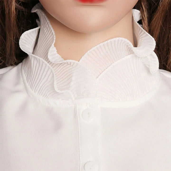 Camicia con risvolto staccabile, colletto finto con volant e manica