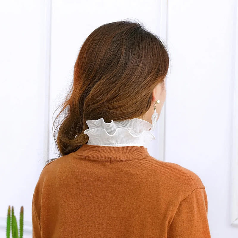 Camicia con risvolto staccabile, colletto finto con volant e manica