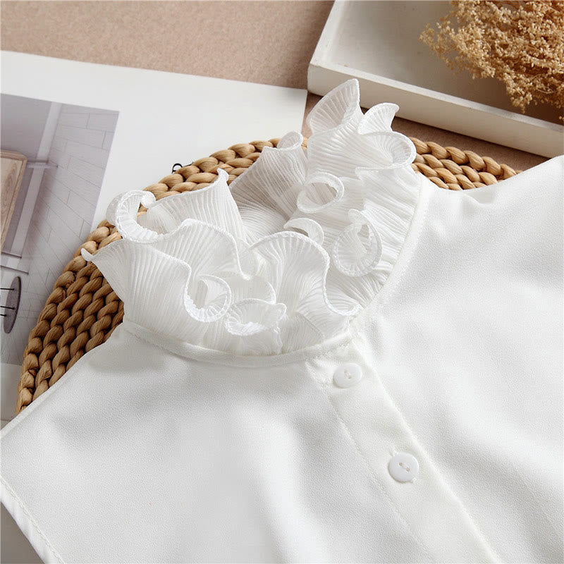 Camicia con risvolto staccabile, colletto finto con volant e manica