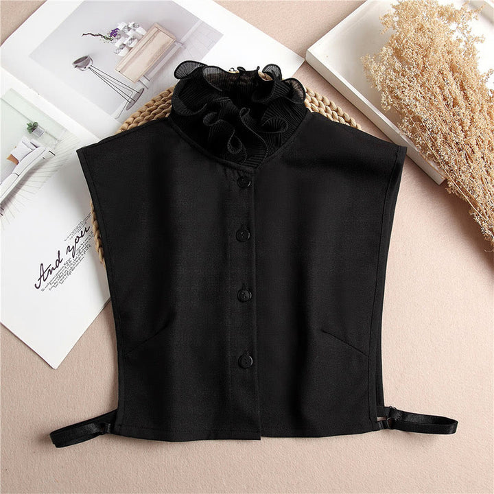 Camicia con risvolto staccabile, colletto finto con volant e manica