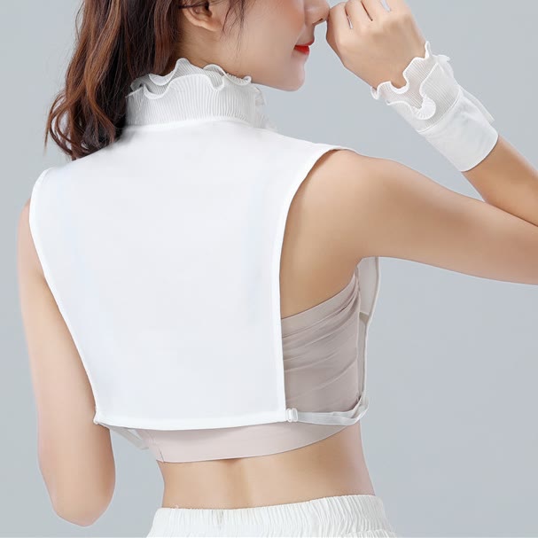 Camicia con risvolto staccabile, colletto finto con volant e manica - image 4