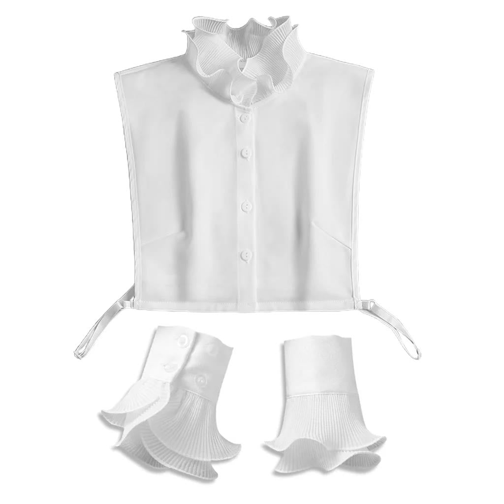 Camicia con risvolto staccabile, colletto finto con volant e manica