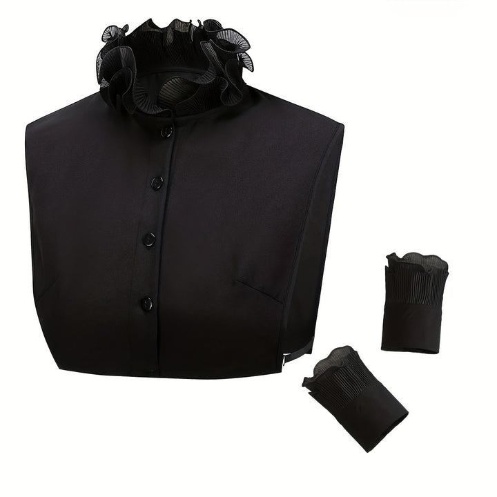 Camicia con risvolto staccabile, colletto finto con volant e manica