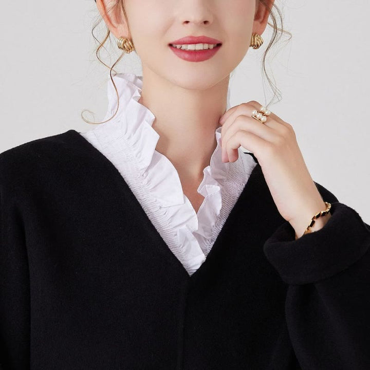 Camicia con collo falso staccabile con scollo a V per donna - Bianco - Taglia unica - image 0