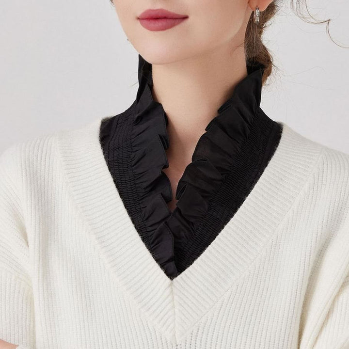 Camicia con collo falso staccabile con scollo a V per donna
