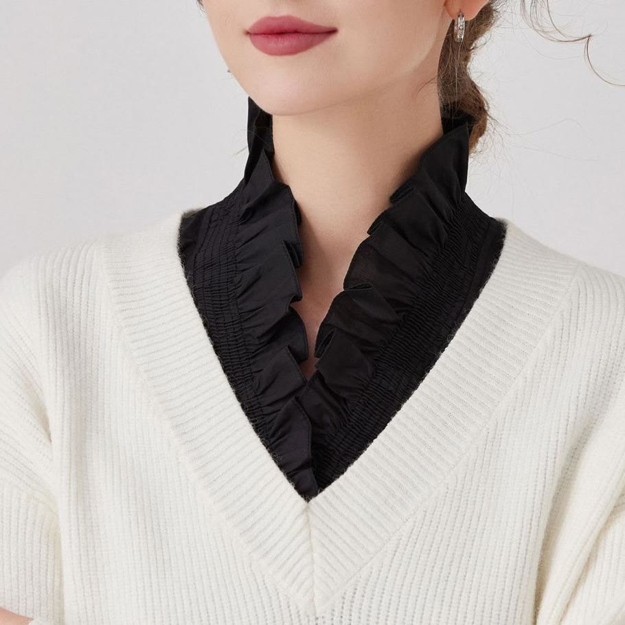 Camicia con collo falso staccabile con scollo a V per donna - image 3