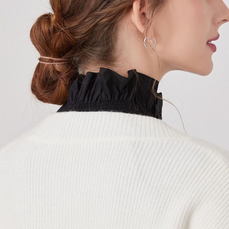 Camicia con collo falso staccabile con scollo a V per donna - image 5