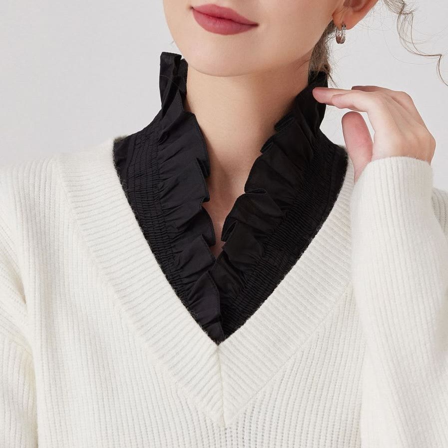 Camicia con collo falso staccabile con scollo a V per donna