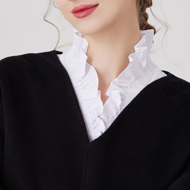 Camicia con collo falso staccabile con scollo a V per donna