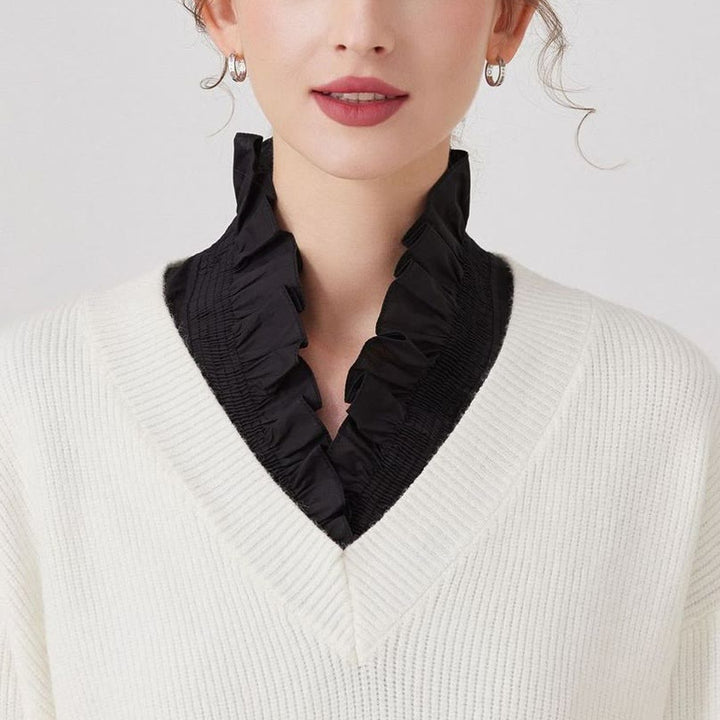 Camicia con collo falso staccabile con scollo a V per donna - image 2