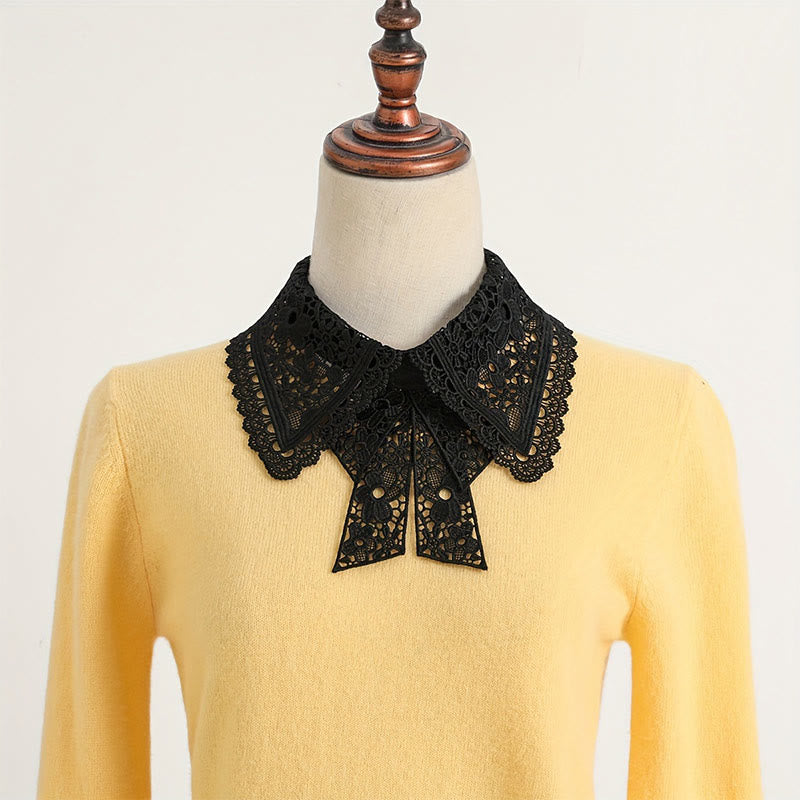 Camicetta mezza camicia staccabile con colletto falso in pizzo floreale - image 3