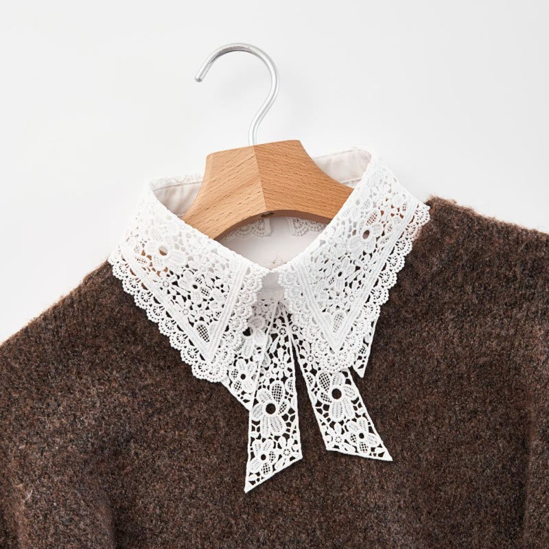 Camicetta mezza camicia staccabile con colletto falso in pizzo floreale