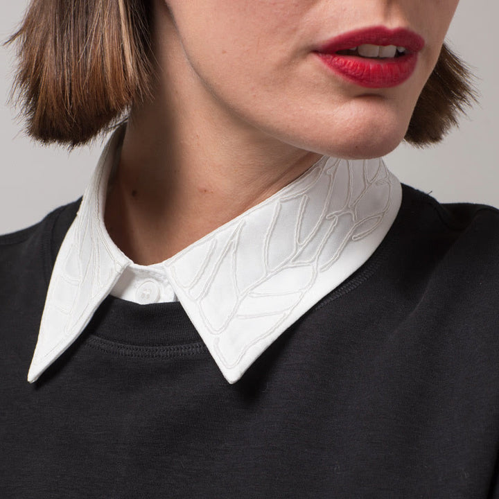 Camicetta mezza camicia staccabile con colletto falso floreale ricamato