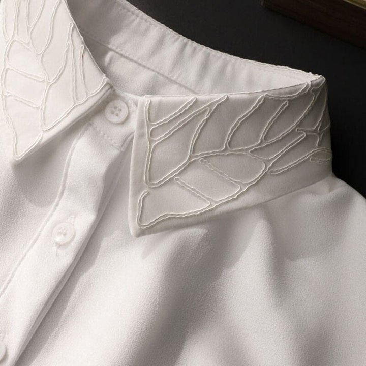 Camicetta mezza camicia staccabile con colletto falso floreale ricamato