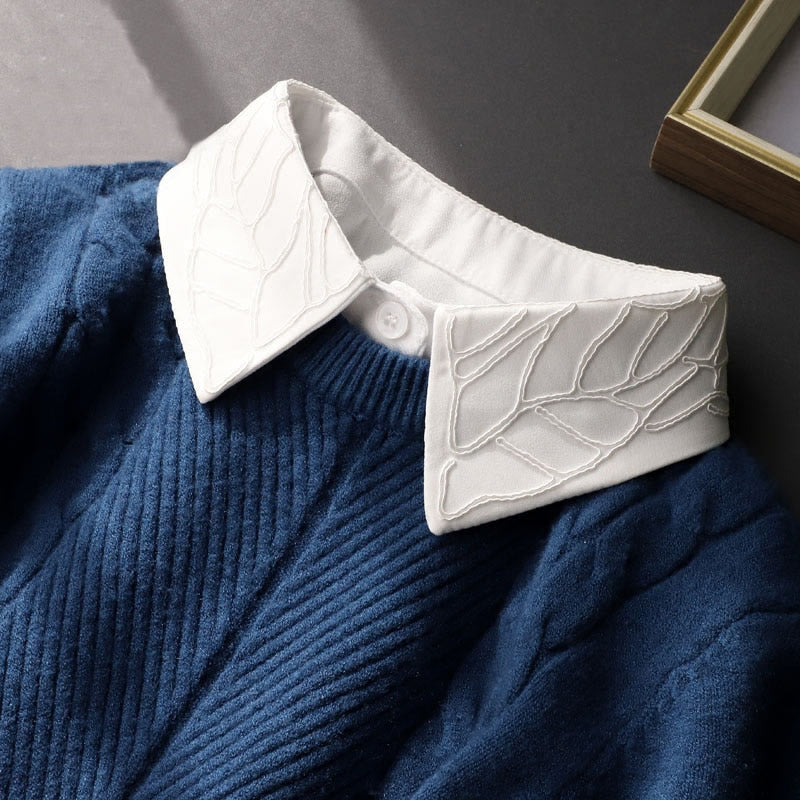 Camicetta mezza camicia staccabile con colletto falso floreale ricamato - image 1