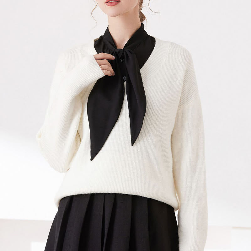 Grande colletto finto con colletto staccabile a mezza camicia con coniglietto