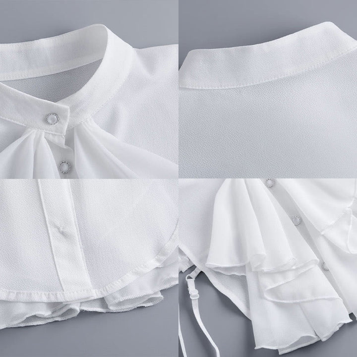 Accessorio per camicia staccabile con colletto finto con fiocco arricciato