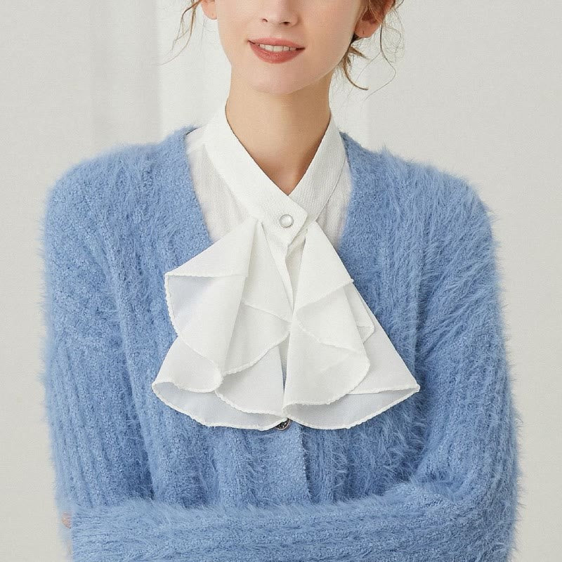 Accessorio per camicia staccabile con colletto finto con fiocco arricciato