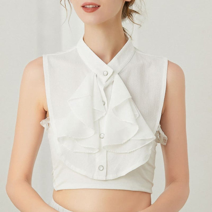 Accessorio per camicia staccabile con colletto finto con fiocco arricciato