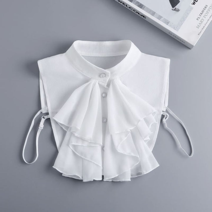Accessorio per camicia staccabile con colletto finto con fiocco arricciato