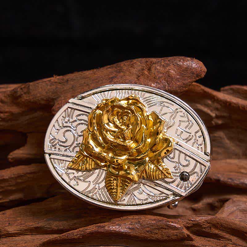 Cintura in pelle fai da te da uomo con coltello pieghevole nascosto in oro e argento rosa - Rosa - Senza cintura - Cintura non inclusa - image 1
