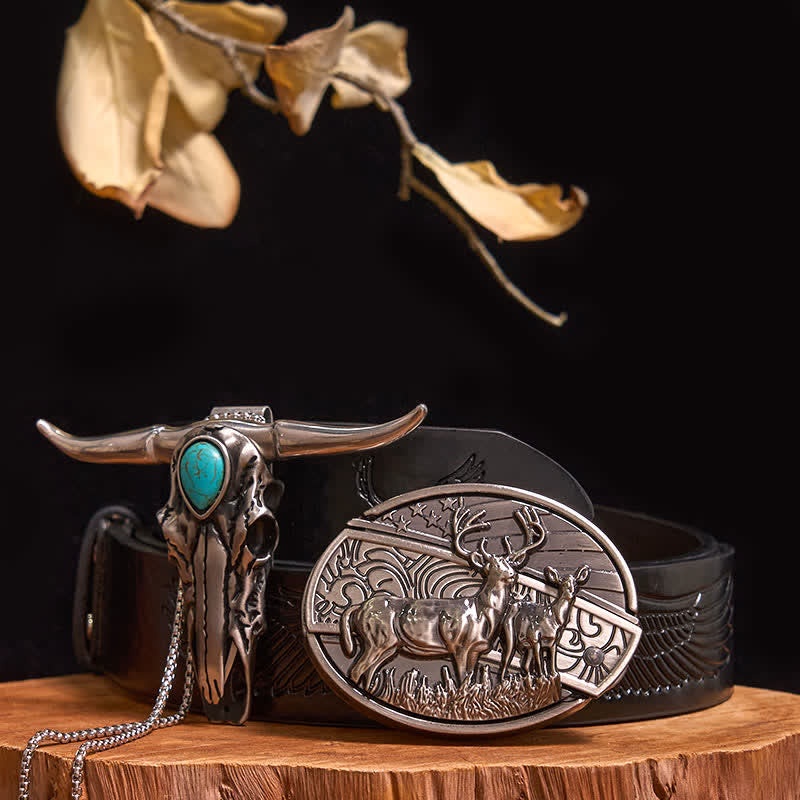 Set pratico di ciondoli fai da te con fibbia per coltello nascosto turchese a forma di toro longhorn