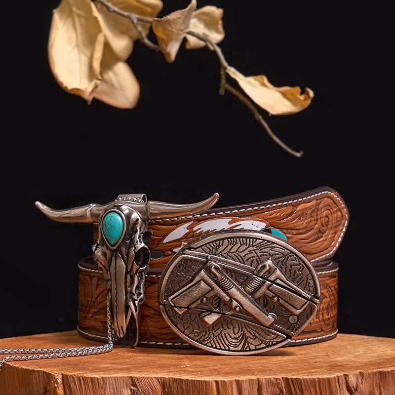Set pratico di ciondoli fai da te con fibbia per coltello nascosto turchese a forma di toro longhorn