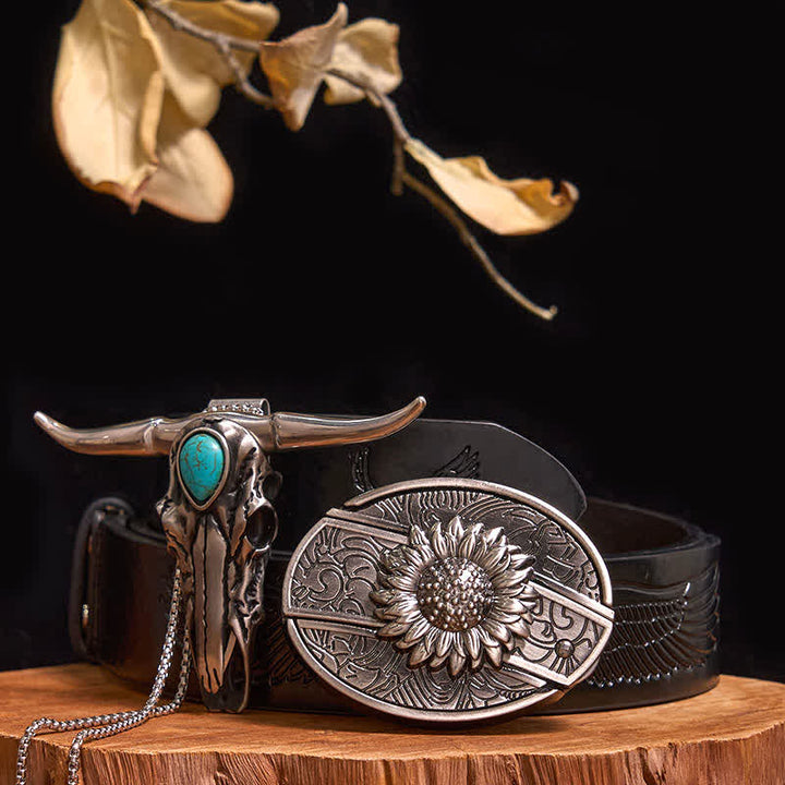 Set pratico di ciondoli fai da te con fibbia per coltello nascosto turchese a forma di toro longhorn