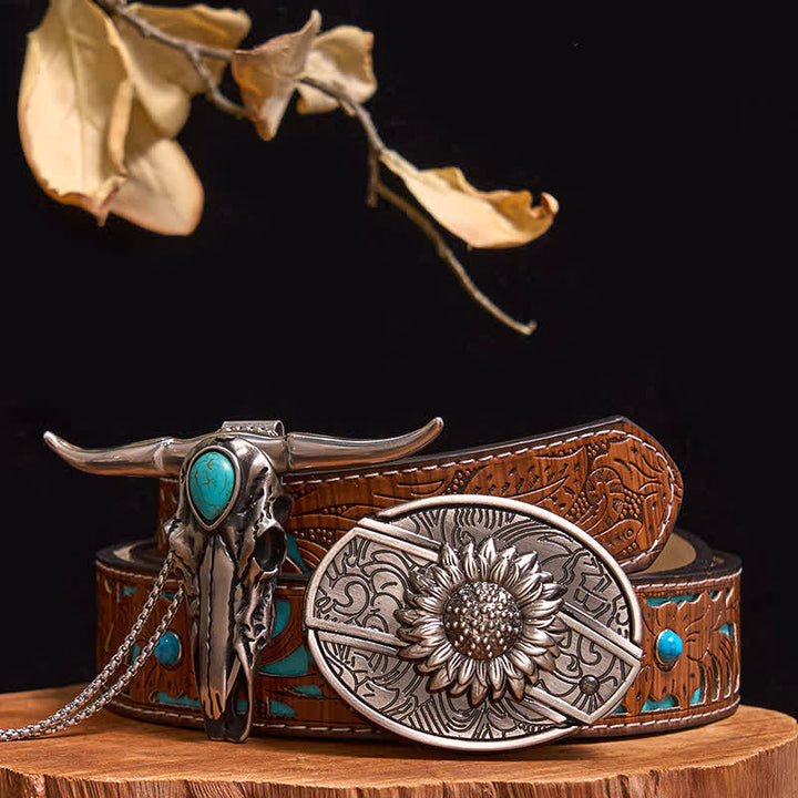 Set pratico di ciondoli fai da te con fibbia per coltello nascosto turchese a forma di toro longhorn