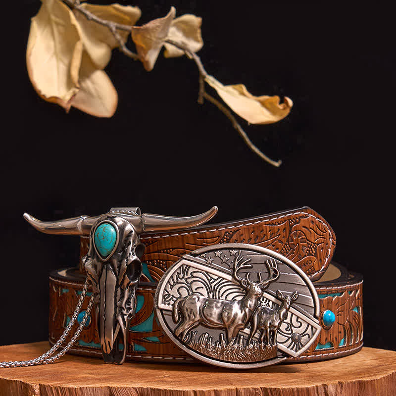 Set pratico di ciondoli fai da te con fibbia per coltello nascosto turchese a forma di toro longhorn