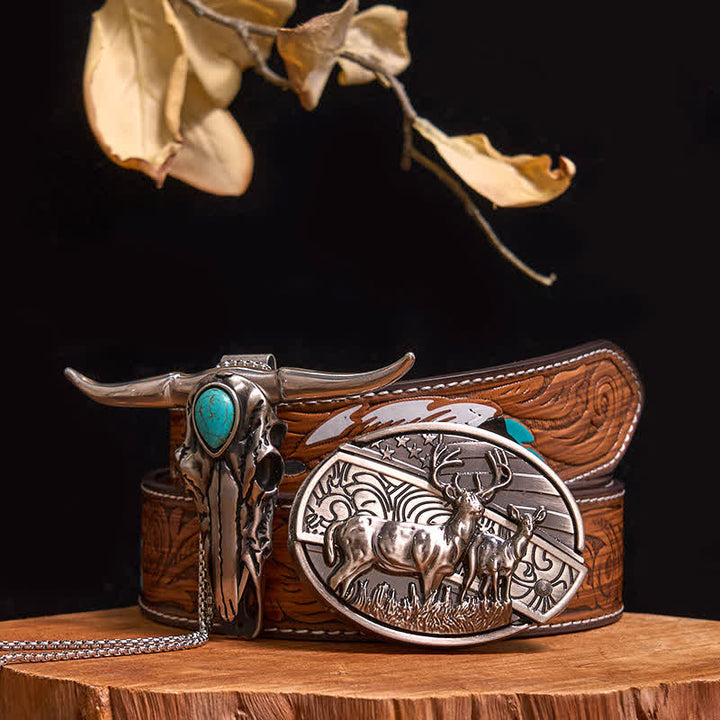 Set pratico di ciondoli fai da te con fibbia per coltello nascosto turchese a forma di toro longhorn