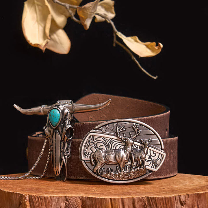 Set pratico di ciondoli fai da te con fibbia per coltello nascosto turchese a forma di toro longhorn