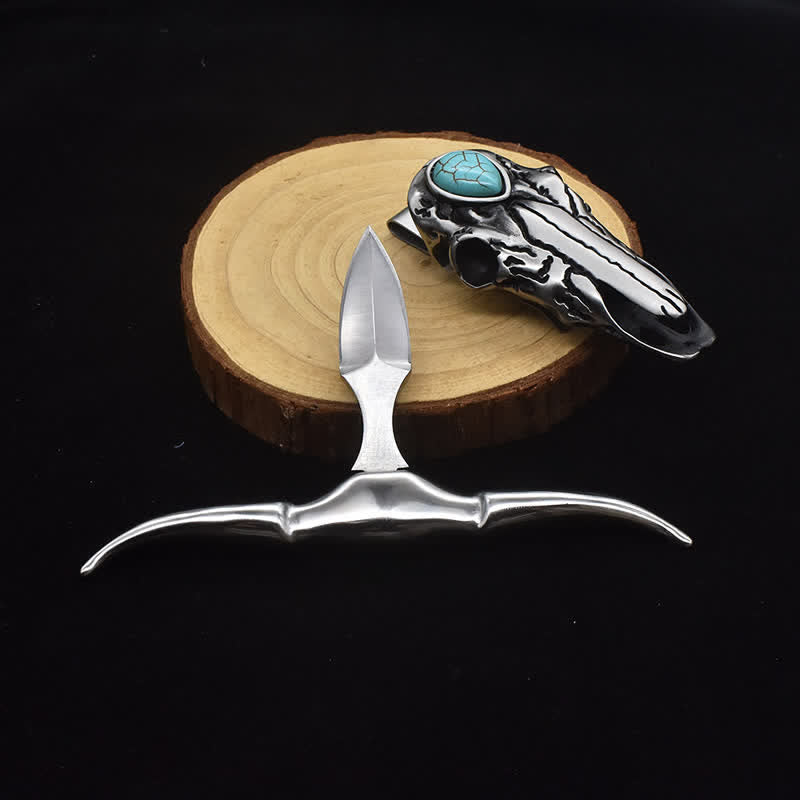 Fibbia per cintura con ciondolo multifunzione EDC con teschio Longhorn turchese (PRE-VENDITA) - image 1