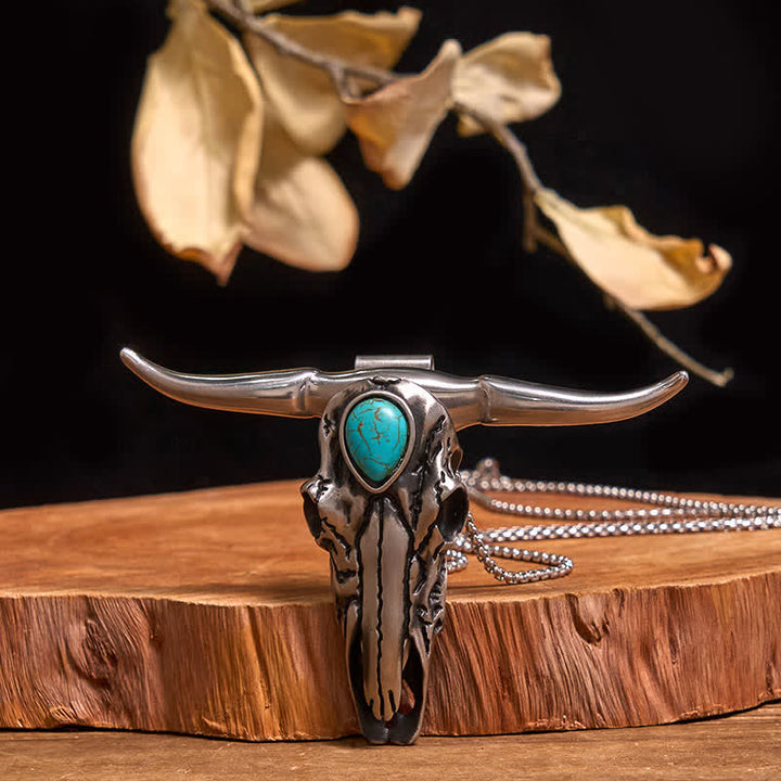 Set di collana con ciondolo a forma di toro turchese con fibbia per cintura con coltello nascosto fai da te