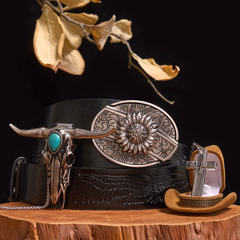 Set di collana con ciondolo a forma di toro turchese con fibbia per cintura con coltello nascosto fai da te