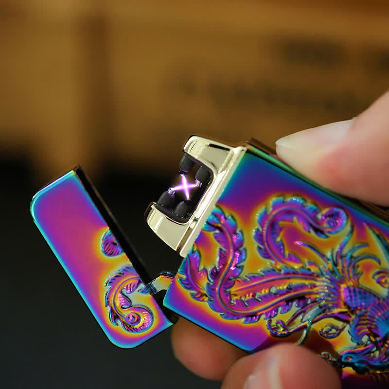Accendino elettronico ricaricabile USB senza fiamma Dragon Double Arc