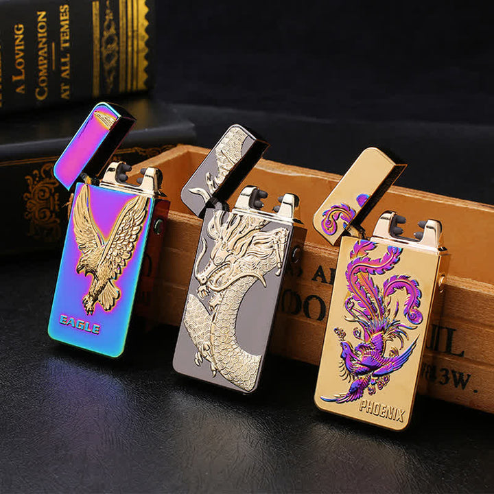 Accendino elettronico ricaricabile USB senza fiamma Dragon Double Arc - image 0